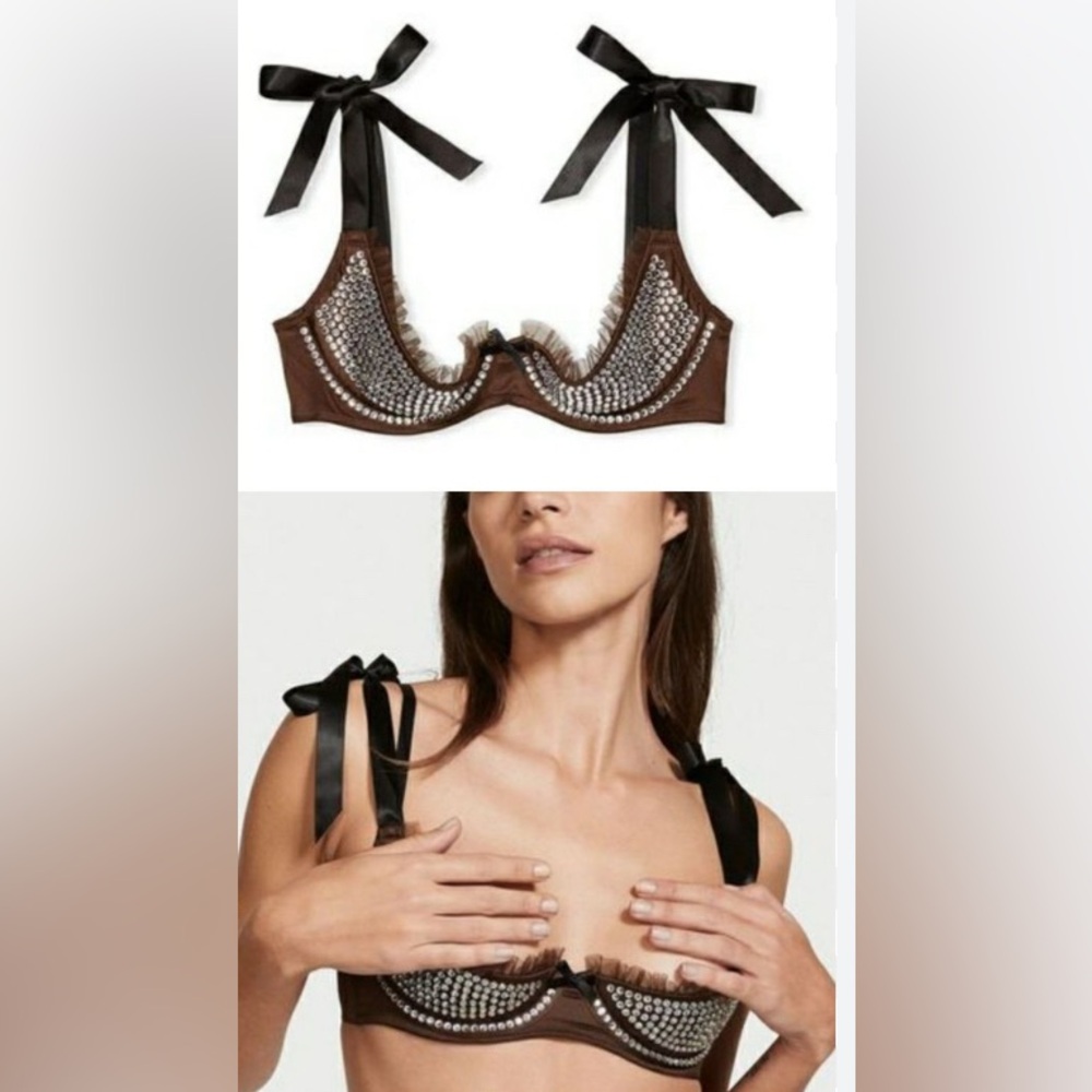 Victoria’s Secret Quarter Cup Shine Balconette Bra Sz 36D